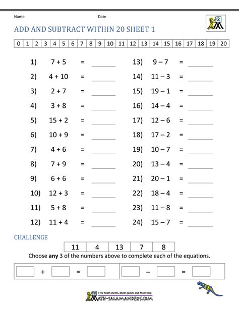 Add and Subtract Within 20 .